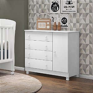 Cômoda Sapateira 4 Gavetas Doce Sonho 2561 Branco - Qmovi
