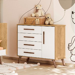 Cômoda Sapateira Q Encanto Retro 3825 Freijo / Branco Qmovi
