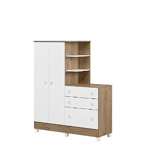 Guarda Roupa Com Comoda Doce Sonho 4070 Carvalho / Branco