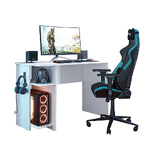 Mesa de Escritório Gamer 3875 Branco - Qmovi
