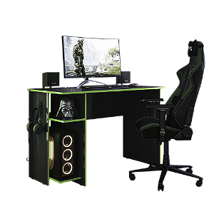 Mesa de Escritório Gamer 3875 Preto / Verde - Qmovi