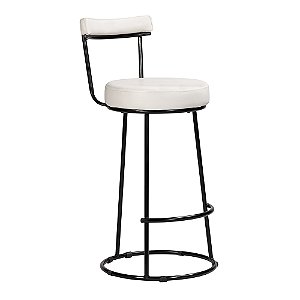 Banqueta Miami Base Metal Courissimo Branco Salaone