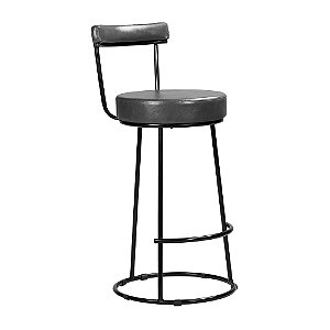 Banqueta Miami Base Metal Courissimo Preto Salaone
