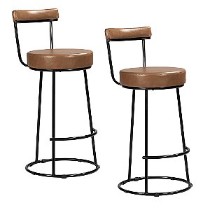 Kit 2 Banqueta Miami Base Metal Courissimo Amarula Salaone