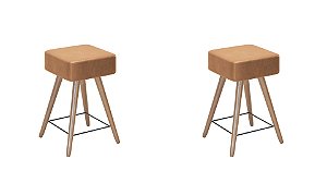 Kit 2 Banqueta Rio Pés Palito Courissimo Amarula Salaone
