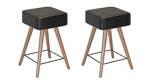 Kit 2 Banqueta Rio Pés Palito Courissimo Preto Salaone