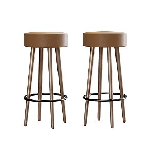 Kit 2 Banquetas Berlin Pés Palito Courissimo Amarula Salaone