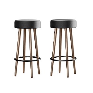 Kit 2 Banquetas Berlin Pés Palito Courissimo Preto Salaone