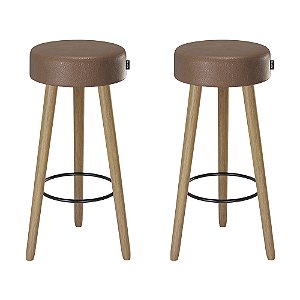 Kit 2 Banquetas Londres Pés Palito Courissimo Café Salaone