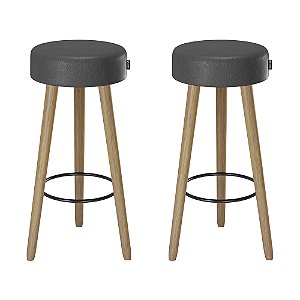 Kit 2 Banquetas Londres Pés Palito Courissimo Preto Salaone