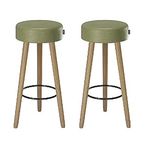 Kit 2 Banquetas Londres Pés Palito Courissimo Verde Salaone