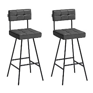 Kit 2 Banquetas Madri Pés Metal Courissimo Preto Salaone