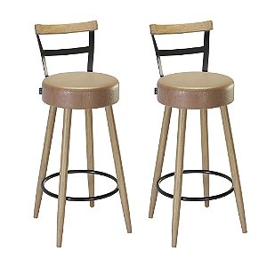 Kit 2 Banquetas Moscou Pés Palito Courissimo Amarula Salaone
