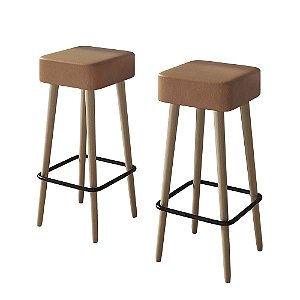 Kit 2 Banquetas Pés Palito Dubai Courissimo Amarula Salaone