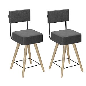 Kit 2 Cadeiras Barcelona Pés Palito Courissimo Preto Salaone