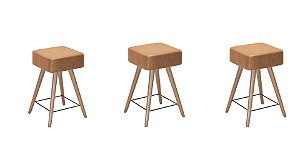 Kit 3 Banqueta Rio Pés Palito Courissimo Amarula Salaone