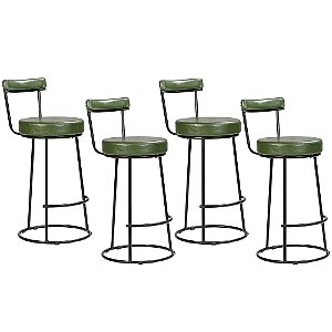 Kit 4 Banqueta Miami Base Metal Courissimo Verde Salaone