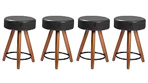 Kit 4 Banqueta Paris Pés Palito Courissimo Preto Salaone