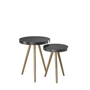 Kit Mesa Bistrô Malaga Pés Palito Courissimo Preto Salaone
