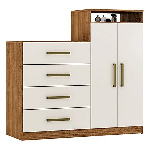 Cômoda 4 Gavetas 2 Portas Áurea Amendola Touch / Off White