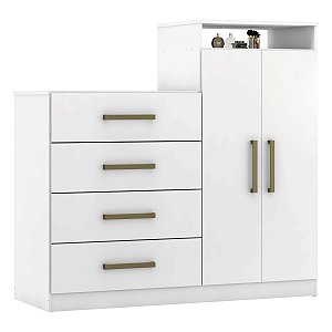 Cômoda 4 Gavetas 2 Portas Áurea Branco - Demóbile