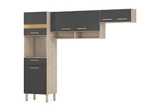 Cozinha Compacta 3 Peças Dama Avena / Grafito - Demóbile