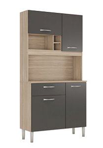 Cozinha Compacta 4 Portas Malta Amendola / Grafito Demóbile