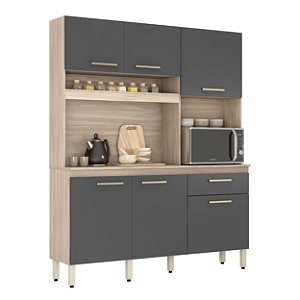 Cozinha Compacta 6 Portas Alamo Avena Touch / Grafito