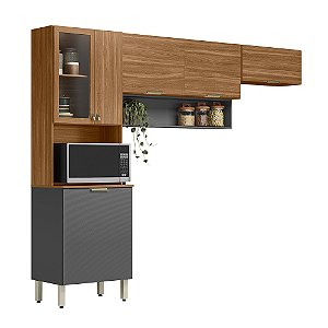 Cozinha Compacta 6 Portas Alba Amendola / Grafito Prime