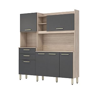 Cozinha Compacta 6 Portas Select Avena / Grafito - Demóbile