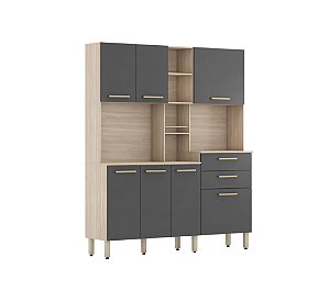 Cozinha Compacta 7 Portas Encanto Avena / Grafito - Demóbile