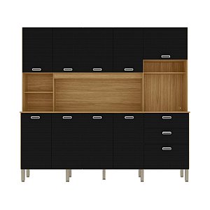 Cozinha Compacta Intense 2983 Freijo / Nero - Kits Parana