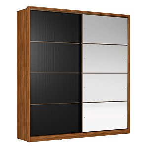 Guarda Roupa 2 Portas Belga Nogueira / Preto Prime Demartêz