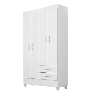 Guarda Roupa 4 Portas Astro Branco / Rosa Flex Demóbile