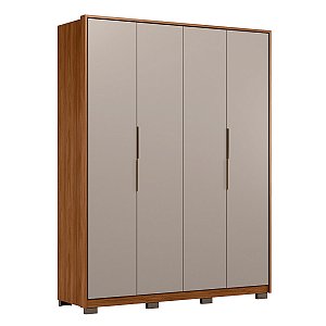Guarda Roupa 4 Portas Attore Nogueira / Nude Prime Demartêz