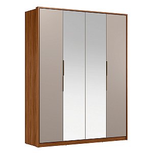 Guarda Roupa 4 Portas Attore Nogueira / Nude Prime Demartêz