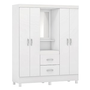 Guarda Roupa 4 Portas Capelinha Lord Branco / Rosa Flex