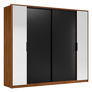 Guarda Roupa 4 Portas Laredo Nogueira / Preto Prime Demartêz
