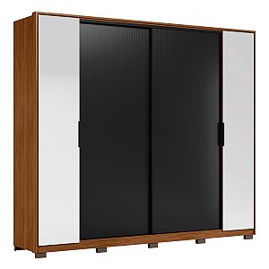 Guarda Roupa 4 Portas Laredo Nogueira / Preto Prime Demartêz