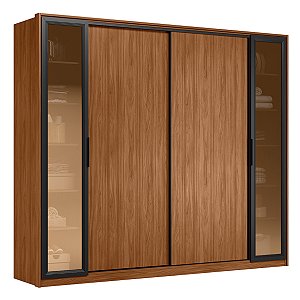 Guarda Roupa 4 Portas Laredo Nogueira / Preto Prime Demartêz