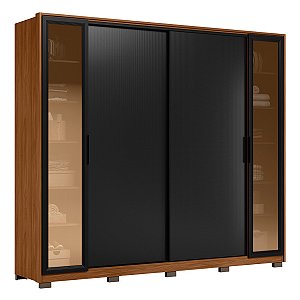 Guarda Roupa 4 Portas Laredo Nogueira / Preto Prime Demartêz