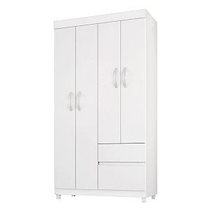 Guarda Roupa 4 Portas Lótus Branco / Rosa Flex Demóbile