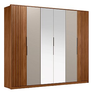 Guarda Roupa 6 Portas Atrice Nogueira / Nude Ripado Demartêz
