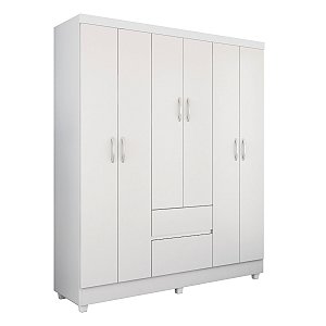 Guarda Roupa 6 Portas Flash 2 Branco / Rosa Flex Demóbile