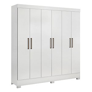 Guarda Roupa 6 Portas Prático Casal Branco Demóbile