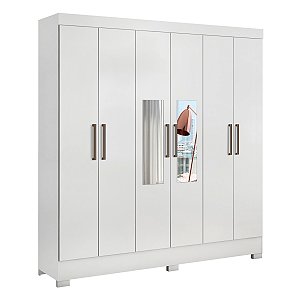 Guarda Roupa 6 Portas Prático Casal Branco Demóbile