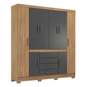 Guarda Roupa 8 Portas New Realce Amendola / Grafito Demóbile