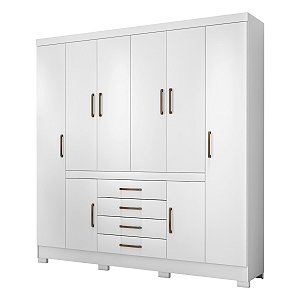 Guarda Roupa 8 Portas New Realce Casal Branco Demóbile