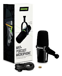 Microfone Shure Mv7+ Híbrido Usb-c E Xlr Dinâmico Podcast
