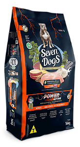 Seven Dogs Cães Adultos Power Active 14Kg Sabor Frango, Batata Doce e Whey Protein